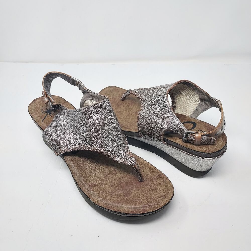 OTBT Comfort Gold Metallic Wedge Sandals 'Meditate' Leather Upper Size 11